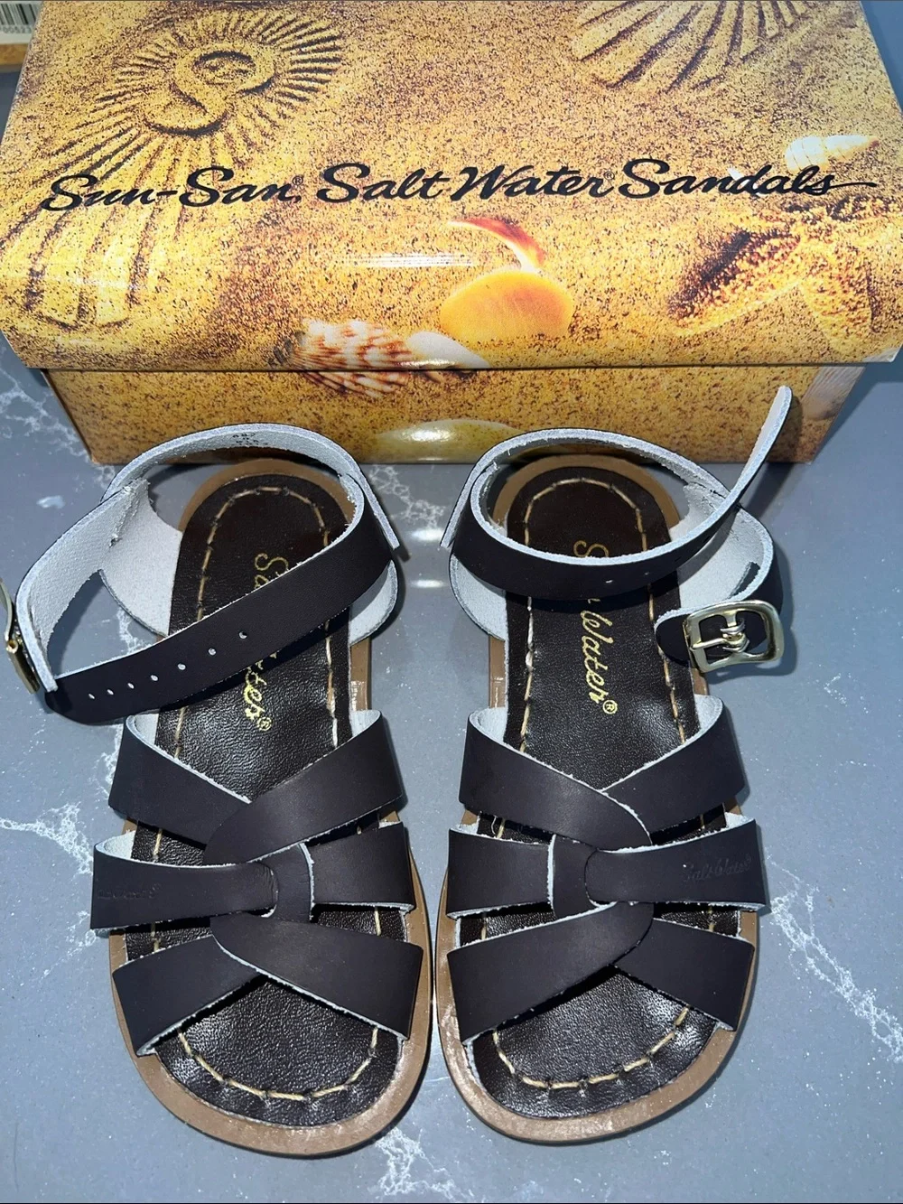 AUTH NIB Salt Water the Original Sandal Toddler Little Kids BROWN